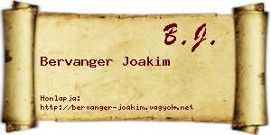 Bervanger Joakim névjegykártya